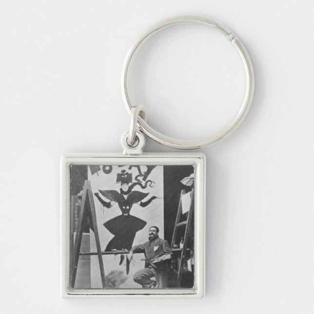 Dudley Hardy painting a poster Keychain (Front)