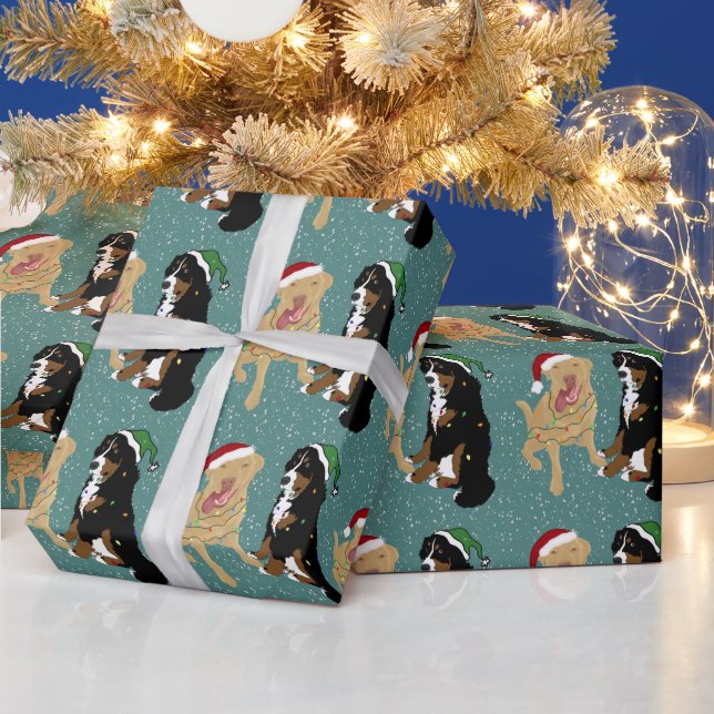 Dudley Labrador and Bernese Christmas  Wrapping Paper (Holidays)