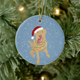 Dudley Labrador Christmas Ceramic Ornament