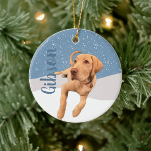 Dudley Labrador Christmas Ceramic Ornament