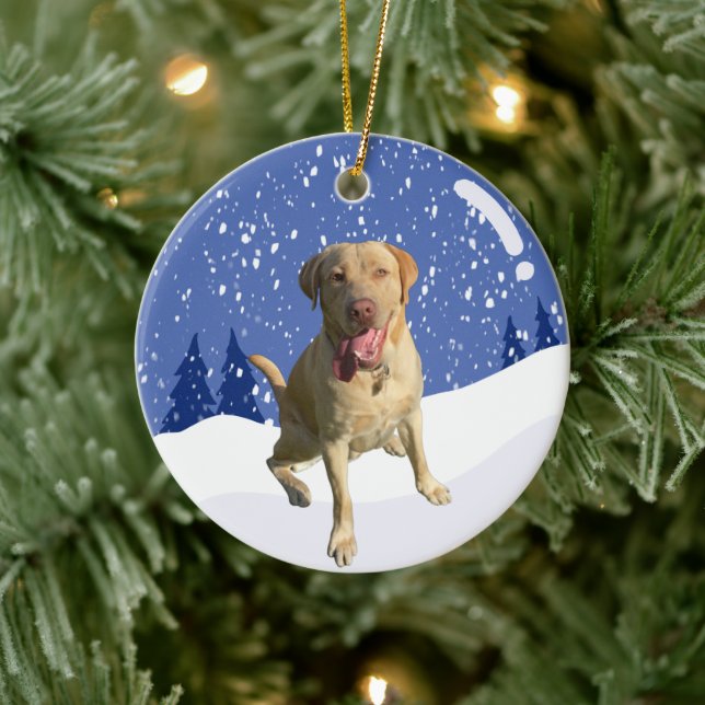 Dudley Labrador Christmas  Ceramic Ornament (Tree)