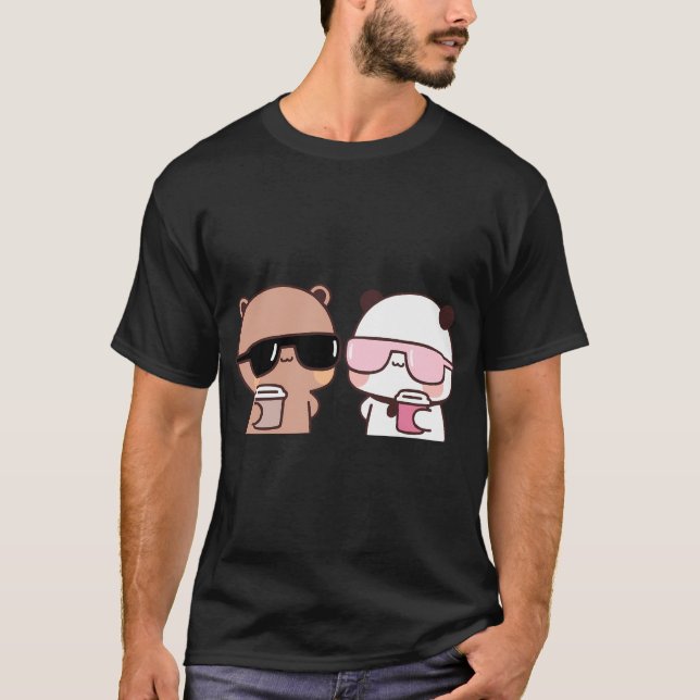 Dudu Bear And Bubu Panda Having Coffee Togetherâ¤ T-Shirt (Front)