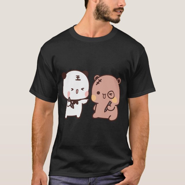 Dudu Bear And Bubu Panda Playing Colouring Themsel T-Shirt (Front)