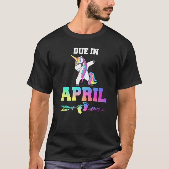Due Date April Pregnancy Announcement   T-Shirt (Front)
