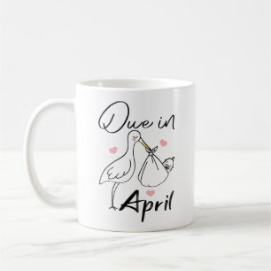 Due In April Cute Swan Carrying A Funny New Baby Coffee Mug