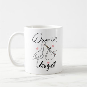 Due In August Cute Swan Carrying A Funny New Baby Coffee Mug