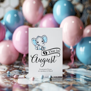 Due in August Little Peanut Baby Boy Elephant Postcard