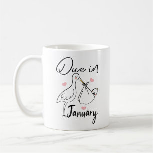 Due In January Cute Swan Carrying A Funny New Baby Coffee Mug