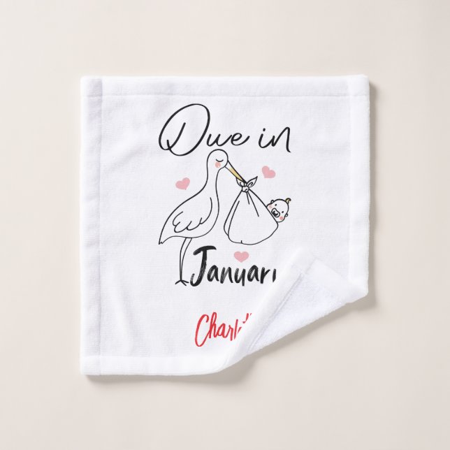 Due In January Cute Swan Carrying A Funny New Baby Wash Cloth (Wash Cloth)