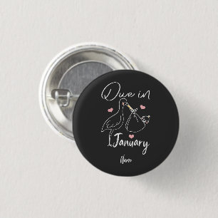 Due In January Funny Swan Carrying A Cute New Baby 1 Inch Round Button