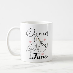 Due In June Cute Swan Carrying A Funny New Baby Coffee Mug