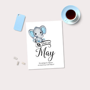 Due in May Little Peanut Baby Boy Elephant Postcard