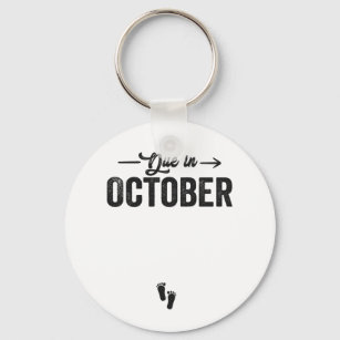 Due in October Baby Announcement Pregnancy Gift  Keychain