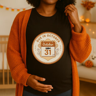 Due in October Halloween Maternity  Baby Arrival T-Shirt