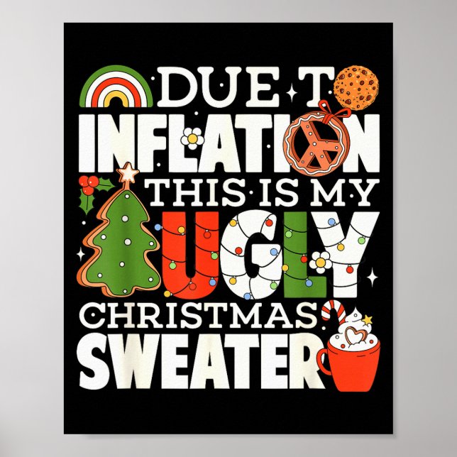 Due To Inflation Funny Christmas Ugly Sweater Wome Poster (Front)