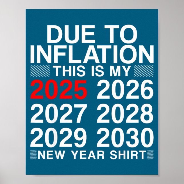 Due To Inflation Funny New Year 2026 Tee Men Women Poster (Front)