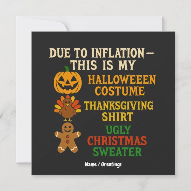 Due To Inflation This Is My Funny Halloween Costum Invitation (Front)