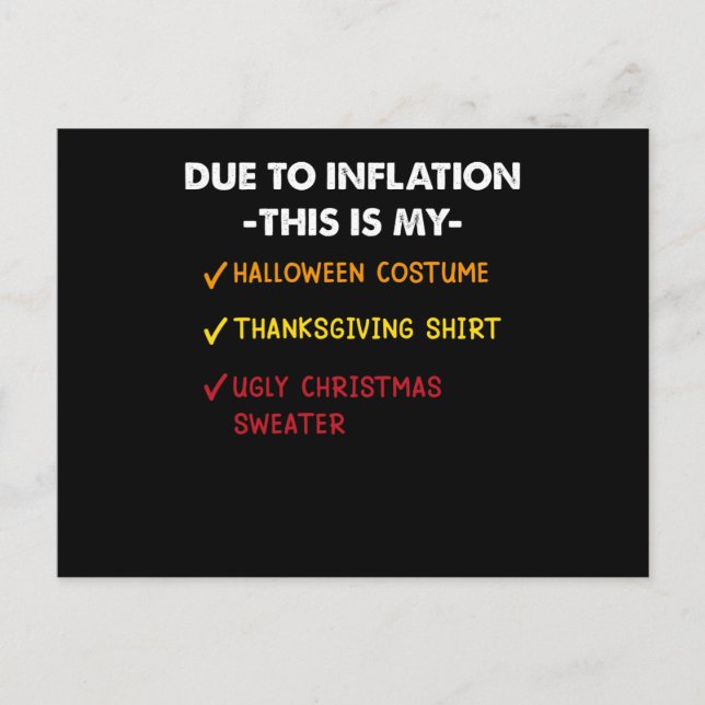Due to Inflation This is My Halloween Thanksgiving Postcard (Front)