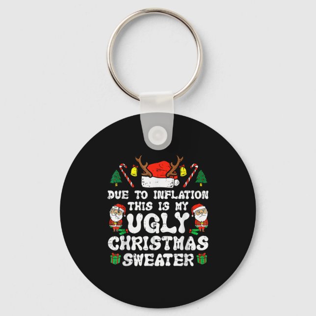 Due To Inflation Ugly Christmas Sweater Xmas Men W Keychain (Front)