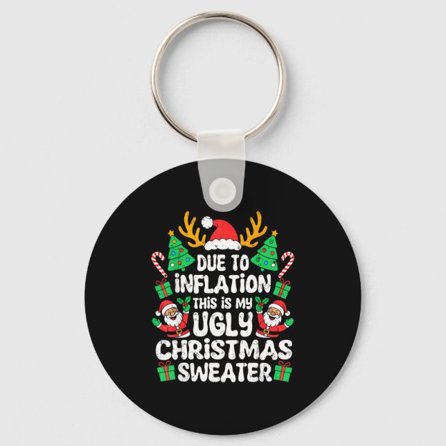 Due To Inflation Ugly Christmas Sweater Xmas Men W Keychain (Front)