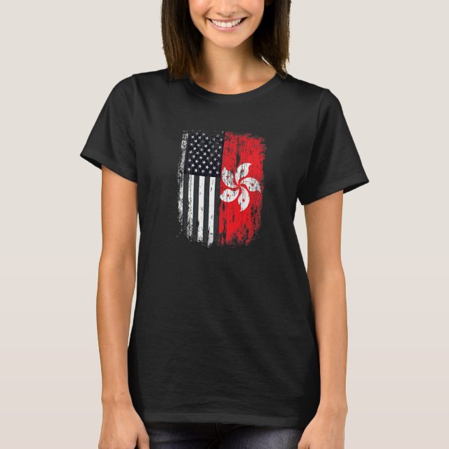 Duel Flag Hong Kong and American duel citizen T-Shirt (Front)