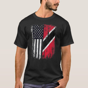 Duel Flag Trinidad and Tobago and American duel ci T-Shirt
