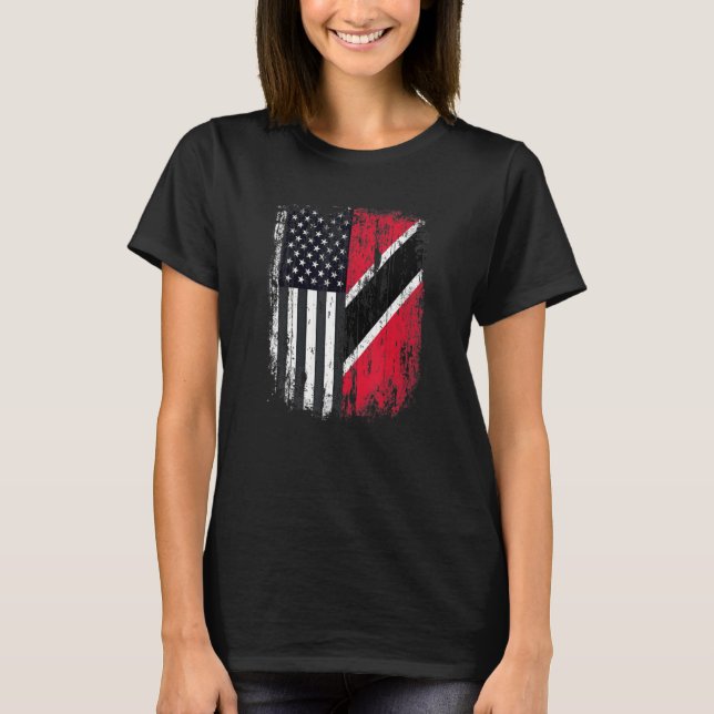 Duel Flag Trinidad and Tobago and American duel ci T-Shirt (Front)