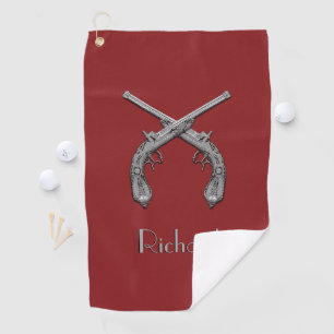 Duelling Antique Guns Personalized Golf Towel