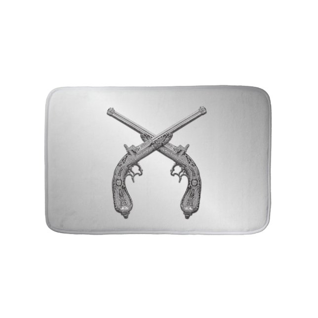 Duelling Pistols Silver Bath Mat (Front)