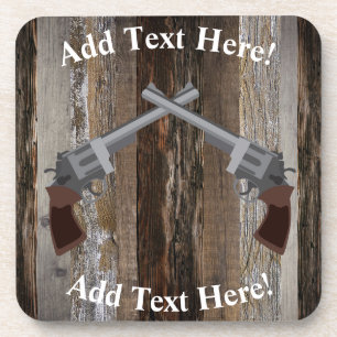 Duelling Pistols Vintage Wood Rustic Wood Coaster