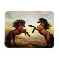 Duelling Stallions Painting Magnet
