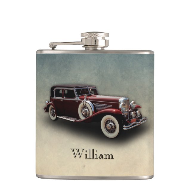 Duesenberg/Duesy Model J Classic Car Personalized Hip Flask (Front)