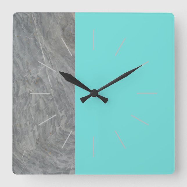 DUET | marble and any colour Square Wall Clock (Front)