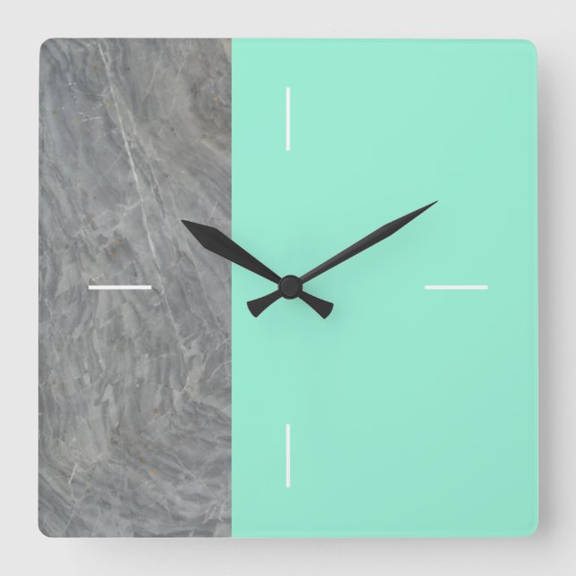 DUET | marble sea green or any colour Square Wall Clock (Front)