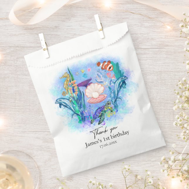 Duet Ocean Sea Animals Blue Favour Bag (Clipped)