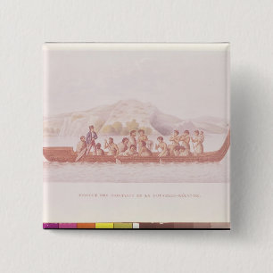 Dugout canoe piloted by natives of New Zealand 2 Inch Square Button