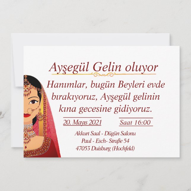Dügün kina invitation (Front)