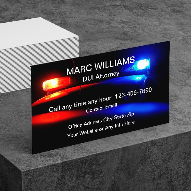 DUI Attorney Police Lights Business Cards (Creator Uploaded)