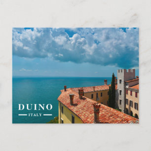 Duino Castle Terracotta Roofs Adriatic Sea View Holiday Postcard