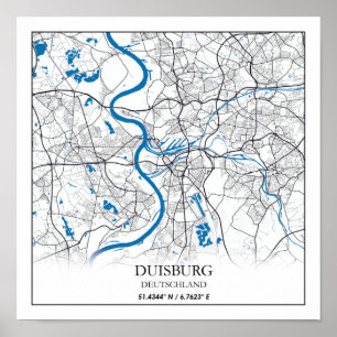 Duisburg Deutschland City Map Travel Simple Poster