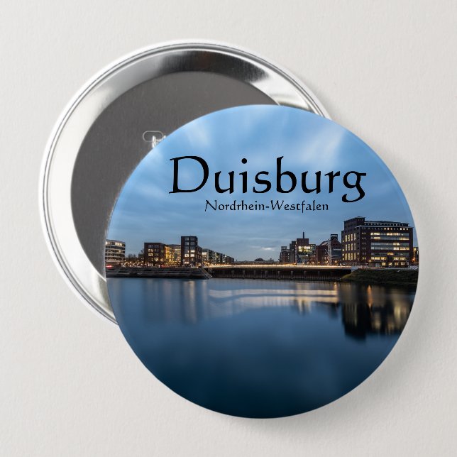Duisburg Germany Souvenir  4 Inch Round Button (Front & Back)