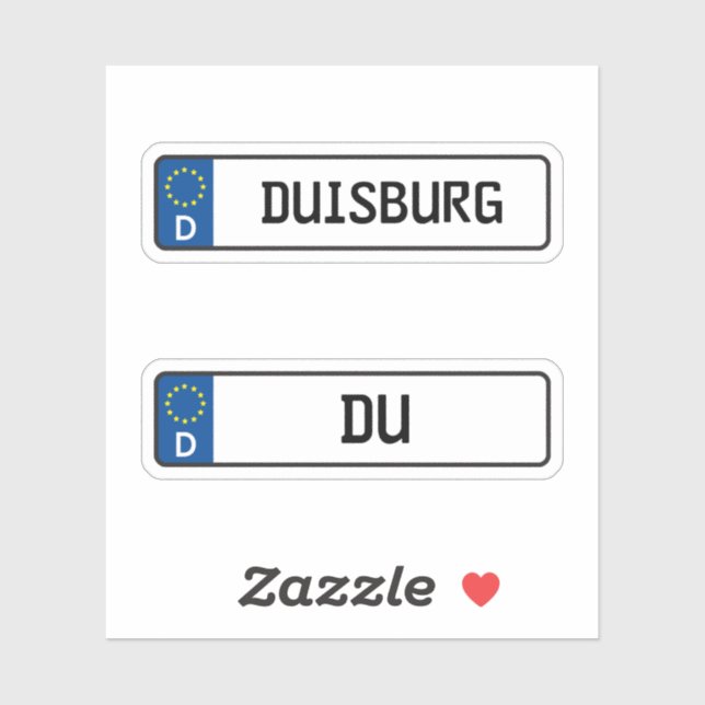 Duisburg kennzeichen, German Car License PlateGerm (Sheet)