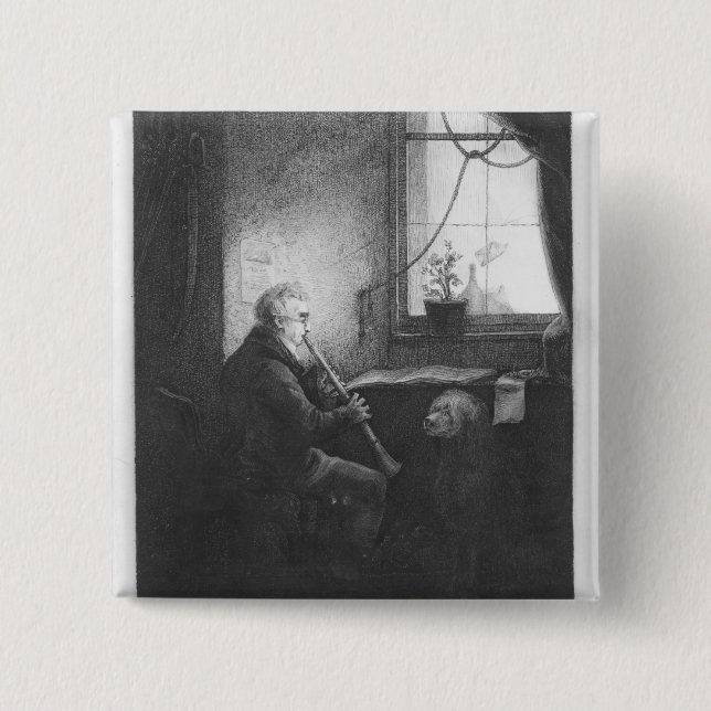 Duke Esterhazy Playing the Clarinet, 1809 2 Inch Square Button (Front)