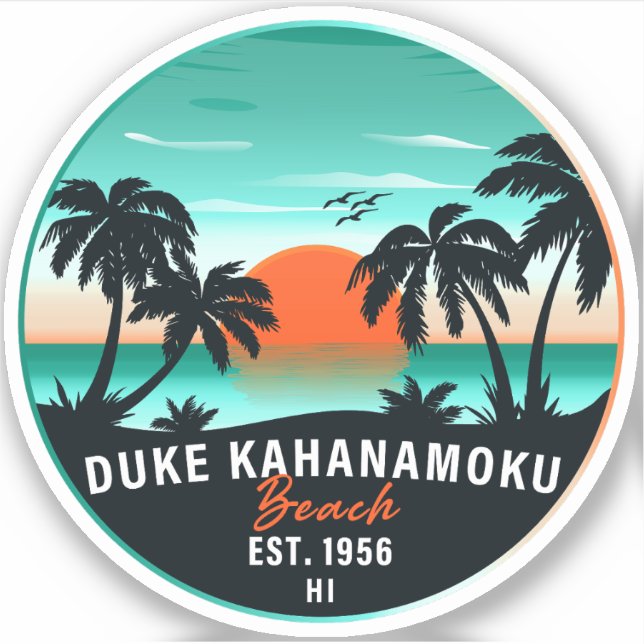 Duke Kahanamoku Beach Hawaii Retro Sunset Souvenir (Front)