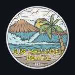 Duke Kahanamoku Beach Hawaii Vintage  Magnet<br><div class="desc">Duke Kahanamoku Beach hand drawn illustration with mountains and ocean waves in the background. Perfect for anyone who loves to visit Duke Kahanamoku Beach.</div>