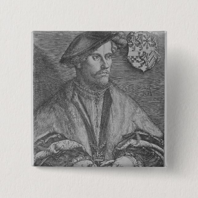Duke Wilhelm V of Cleve, 1540 2 Inch Square Button (Front)