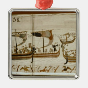 Duke William and his fleet cross Pevensey Metal Ornament