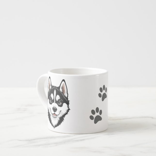 Dulce Husky Puppy Siberian Espresso Cup (Front Left)