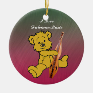DULCIMER BEAR-ORNAMENT CERAMIC ORNAMENT