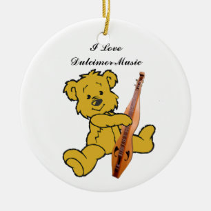 DULCIMER BEAR-ORNAMENT CERAMIC ORNAMENT